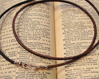 Vintage Brown 2mm Leather Necklace Cord With Bronze Clasp