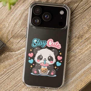 Panda Phone Case, Kawaii iPhone Cover, Bubble Tea Cartoon , Gift for Friends