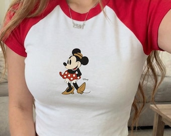 Retro Minnie Mouse Disney Baby Tee, Classic Minnie Baby Tee, Magic Kingdom Shirts, Bella Canvas Baby Tee, Y2k 90s Style Minnie Mouse Tee