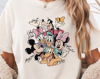 Retro Mickey & Co Comfort Colors Shirt, Disneyland Tee, Disneyworld Shirt, Mickey And Friends Family Shirt, Disney Gift