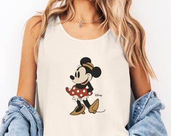 Comfort Colors® Retro Minnie Tank Top, Vintage Mouse Summer Shirt, Retro Minnie Graphic Top, Disney Vacation Tank
