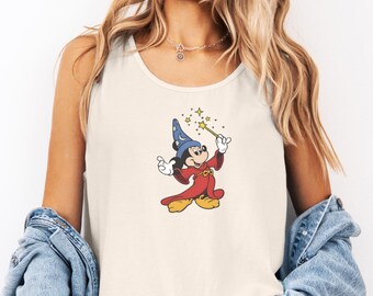 Comfort Colors Fantasia Sorcerer Mickey Tank Top, Walt Disney Fantasia Mickey Top, Fantasia Mickey Tee, Disneyland Trip, Fantasmic Tank Top