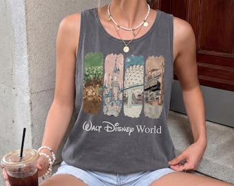 Camiseta sin mangas Comfort Colors Magic Kingdom Epcot Hollywood Studios Animal Kingdom, Camiseta sin mangas mágica, Personajes Disney, Regalo de Mickey y compañía