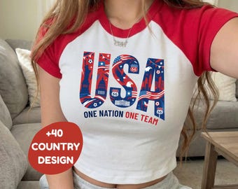 Camiseta de bebé Bella Canvas Micro Rib Raglan para la Copa de Fútbol 2026, Ropa de Naciones Nacionales de Fútbol, Camisetas