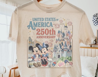 Retro Mickey And Friends 4th Of July 2026 Comfort Color Boxy Tee, Disney Tee, 250th America Anniversary Shirt, Patriotic Tee With USA Flag