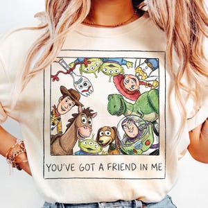 Retro Pixar Toy Story You've Got a Friend in Me Photo Shirt, Toy Story Land, Woody Buzz Jessie, Bullseye, Disney Vacation 2026 Matching Tee image 1