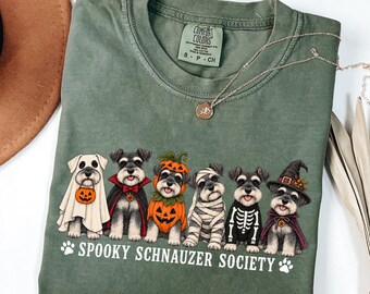Spooky Schnauzer Society Halloween Shirt, Dog Mom Fall Comfort Colors Tee