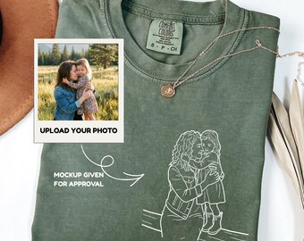 Camiseta personalizada con foto de mamá en colores cómodos, retrato fotográfico personalizado de mamá, camiseta personalizada con foto de mamá, regalo del Día de la Madre, camiseta para mamá primeriza, regalo para la abuela