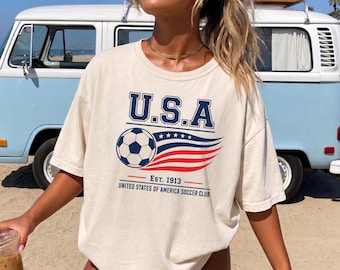 90s United States of America Soccer Team Comfort Colors Unisex Shirt, Retro USA Team Graphic Unisex Tee