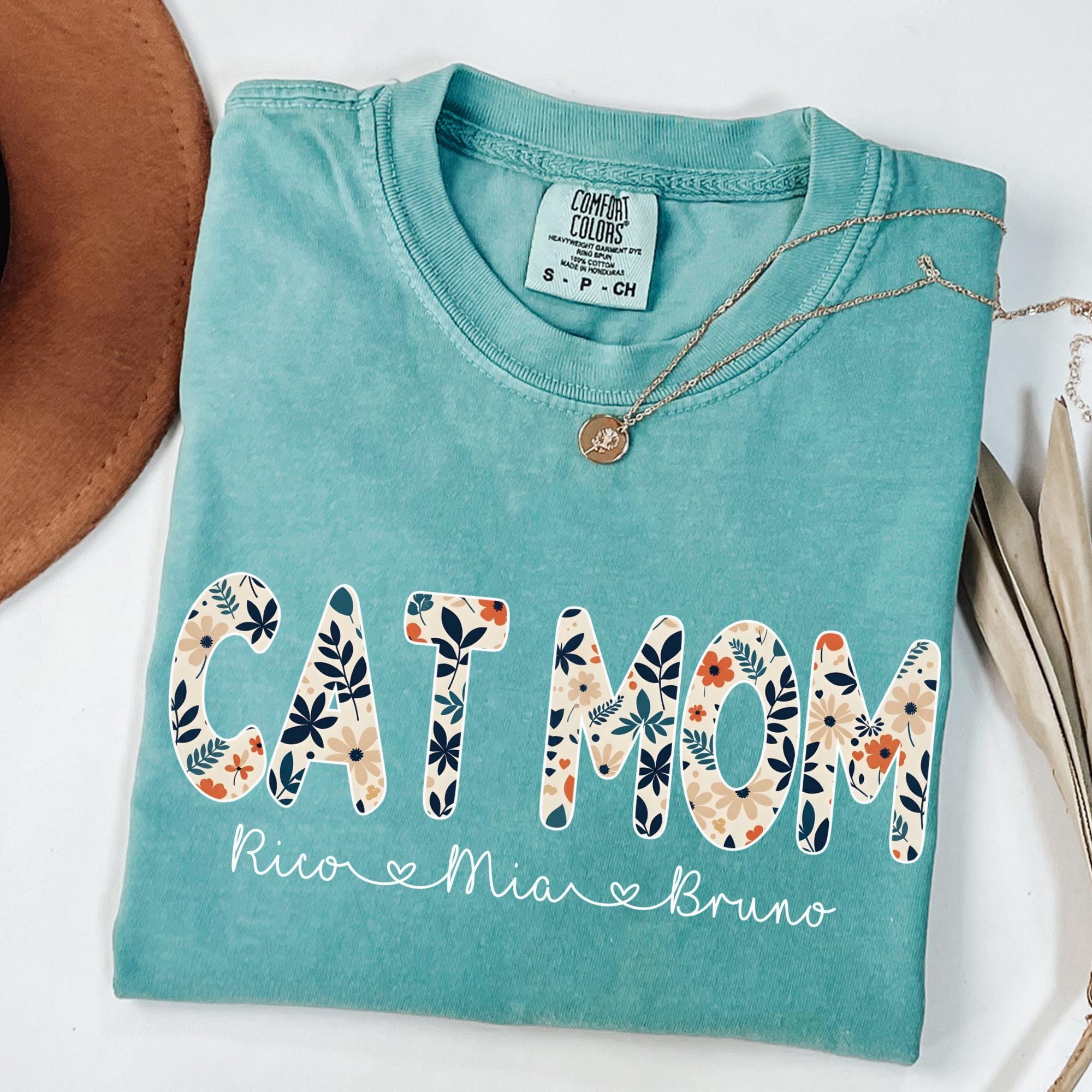 Personalized Cat Mom Floral Shirt With Names, Floral Cat Mom Shirt ...