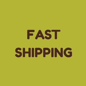 May include: The words "FAST SHIPPING" are displayed in a dark brown font against a solid olive green background. The text is centered and takes up most of the image.