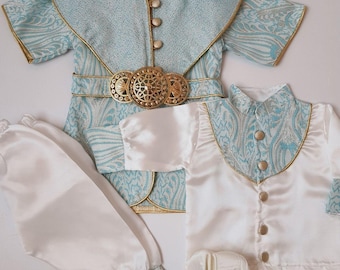 Ottoman Baby Boy Outfit Set - Mintgrünes Prinz Kostüm, Neugeborenen Mevlut Outfit, 5-teiliges Set, Babypartygeschenk