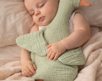 Organic Cotton Duck Comfort Toy, Soft Baby Sleep Companion, Newborn Security Blanket