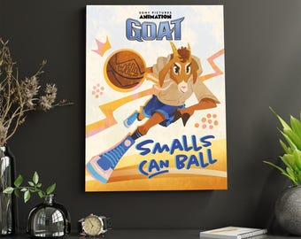 Póster de la película GOAT, Smalls Can Ball, Arte de pared de baloncesto, Póster deportivo, Póster de atleta animal, Decoración de pared motivacional, Decoración de habitación infantil