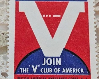 Lot of 5 Vintage WWII Poster Stamp - For Victory Join the V Club of America
