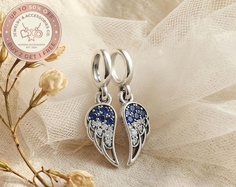 Glittrande delbara änglavingar-hängen, berlocker för armband, silverberlock, halsbandshänge, present till henne, resehänge, mors dag