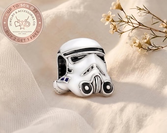 Star Wars Stormtrooper hjälmberlock, berlocker för armband, silverberlock, halsbandshänge, present till henne, resehänge, mors dag-present