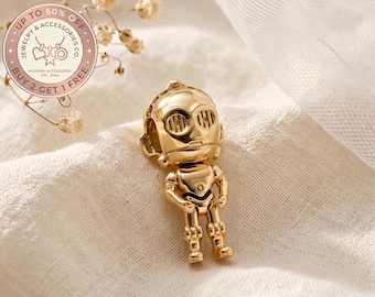 Star Wars C-3PO Berlock, Berlocker för armband, Silverberlock, Halsbandshänge, Present till henne, Resehänge, Mors dag-present