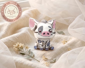 Disney Vaiana Pua Grisen Berlock, Berlocker för armband, Silverberlock, Halsbandshänge, Present till henne, Resehänge, Mors dag