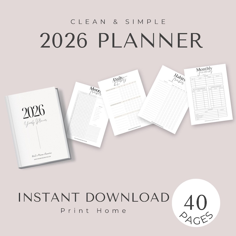 2026 PDF Planner - Digital or Printable - Clean and Easy to Use - Etsy