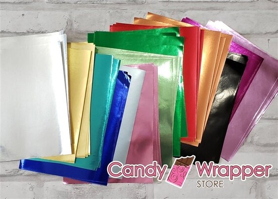 5 of each color of 15 colors of candy wrapper foil overwrap - 75 sheets total Il_570xn