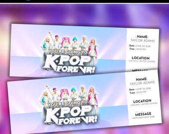 Editable KPOP Forever Ticket, KPOP Souvenir Ticket, Gift Concert Tickets, Birthday Invitation, Editable Ticket Designs, Digital Download