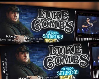 Bearbeitbares Luke Combs Ticket, Tourneekarte, Luke Kämme Konzert, Digitaler Download, Geschenk Konzertkarten