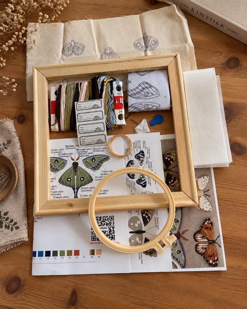 Stumpwork Butterfly Embroidery Kit, 3D Moth Raised Embroidery ...