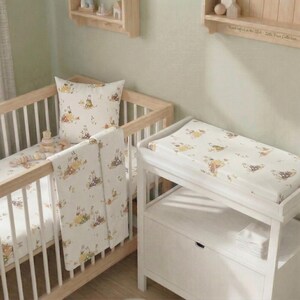 Peter Rabbit Nursery Bedding Set, Woodland Bunny Baby Bedding, Neutral Crib Sheets, Changing Pad Cover Nursery Pillow Case, New Baby Gift