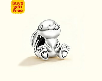 Charm Nini le lapin pour bracelet ou collier en argent, collier à pendentif, Noël fait main, cadeau pour elle, breloque Pandora