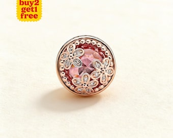 Charm fleur rose CZ et marguerite pour bracelet ou collier en argent, pendentif de collier, Noël fait main, cadeau pour elle, breloque Pandora