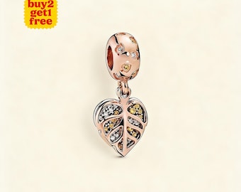 Breloque feuille scintillante, breloque en argent pour bracelet ou collier en argent, pendentif de collier, Noël fait main, cadeau pour elle, breloque Pandora