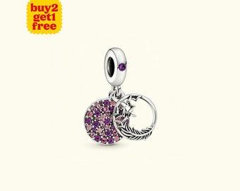 Breloque pendante plumes pavée de cristaux pour bracelet ou collier en argent, pendentif de collier, Noël fait main, cadeau pour elle, breloque Pandora