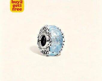 Charm Murano couleur phosphorescente emblématique d'Elsa pour bracelet ou collier en argent, collier pendentif, fait main, cadeau pour elle, breloque Pandora