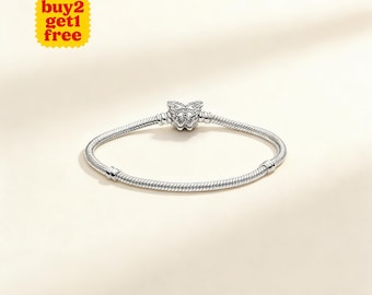 Bracelet chaîne serpent avec fermoir papillon, collier pendentif, Noël fait main, cadeau pour elle, pendentif de voyage