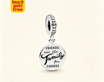 Les amis sont une famille à suspendre pour bracelet ou collier en argent, collier à pendentif, Noël fait main, cadeau pour elle, breloque de Pandore