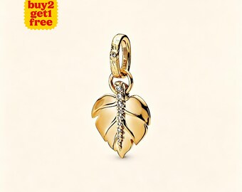 Pendentif feuille brillant pour bracelet ou collier en argent, collier pendentif, Noël fait main, cadeau pour elle, breloque Pandora