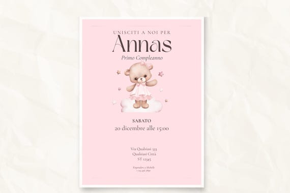 Invito di compleanno per bambini stampabile e modificabile compleanno bimba modello Canva