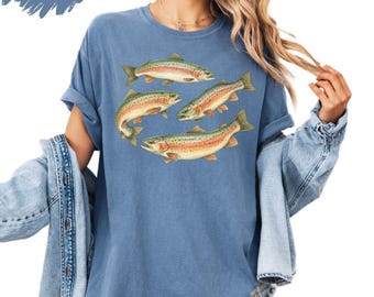 Trout Fishing Shirt, Vintage Fish Tee, Fly Fishing Shirt, Fisherman Gift, Outdoor Nature Shirt, Trout Graphic Tee, Angler Shirt