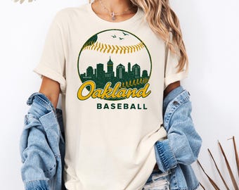 Oakland Baseball Shirt Retro Tee, Vintage Skyline Shirt, Game Day Shirt, Baseball Lover Gift, Oakland Fan Tee Women