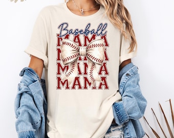 Baseball Mama Shirt, Coquette Bow Baseball Tee, Cute Sports Mom Shirt, Game Day Outfit, Vintage Baseball Mama Shirt, Mom Gift