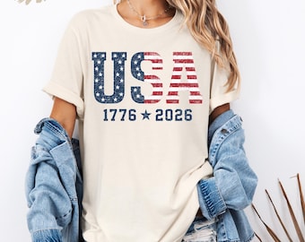 USA 1776 2026 Shirt, Patriotic America Tee, Vintage USA Shirt, 4th of July Comfort Colors Independence Day Tee