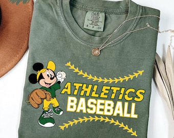Disney Athletics Baseball Shirt, Mickey Baseball Fan Shirt, Athletics Baseball Tee, Disney Sports Shirt, Retro Mickey Baseball Shirt