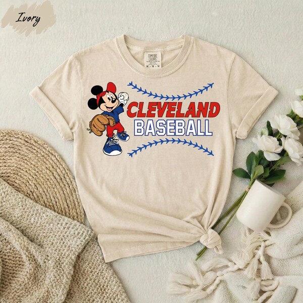 Disney Cleveland Baseball Shirt, Mickey Baseball Fan Shirt, Cleveland Baseball Tee, Disney Sports Shirt, Retro Mickey Baseball Shirt