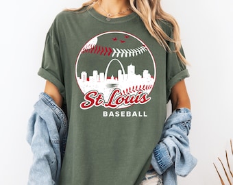 St Louis Baseball Shirt Vintage Tee, St Louis Skyline Shirt, Retro Baseball Tee, Game Day Shirt, Baseball Fan Gift