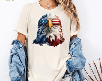Patriotic Eagle Shirt, USA Eagle Tee, American Flag Eagle Shirt, 4th of July Shirt, Independence Day Comfort Colors