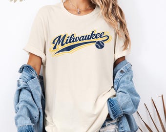 Vintage Milwaukee Baseball Shirt, Retro Game Day Tee, Classic Sports Fan Shirt, Minimal Baseball Graphic Tee, Milwaukee Gift