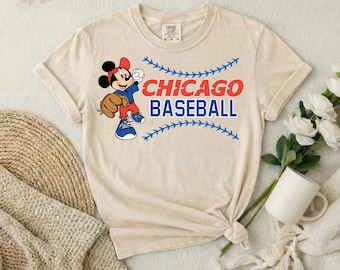 Disney Chicago Baseball Shirt, Mickey Baseball Fan Shirt, Chicago Baseball Tee, Disney Sports Shirt, Retro Mickey Baseball Shirt