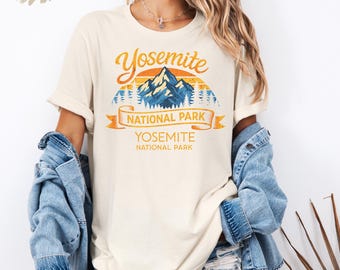 Chemise du parc national de Yosemite, t-shirt vintage de Yosemite, t-shirt Californie Mountain Sunset, chemise randonnée camping aventure, cadeau pour les amoureux de la nature