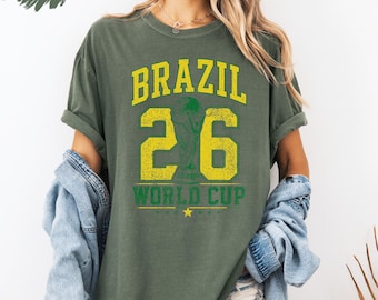 Brazil Soccer Shirt 2026 Brazil Football Fan Shirt Vintage Brazil Sports Tee Brazil Fan Gift Retro Soccer Jersey Style Shirt